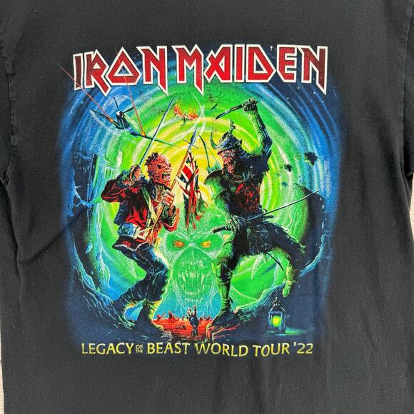 Iron Maiden Legacy of the Beast World Tour 2022 T-Shirt Mens Medium Black - Picture 3 of 9